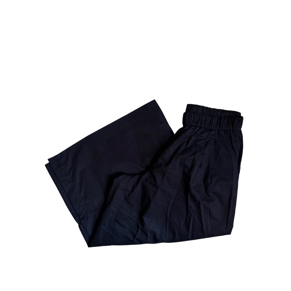 St. Agni Everyday Cotton-Blend Poplin Wide-Leg Pants (Black) - XL